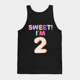 Kids 2017 2nd Birthday Sweet I'm 2 Donut Gift Tank Top